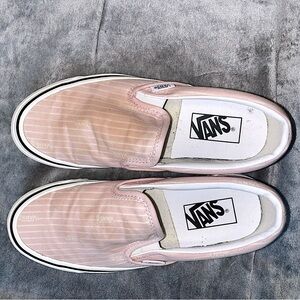 Pink striped slip on vans
